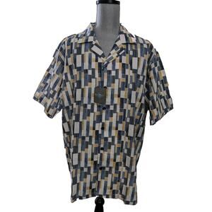 3X STEVE HARVEY BIG AND TALL MEN Short Sleeve Shirt Top New Linen Blue White